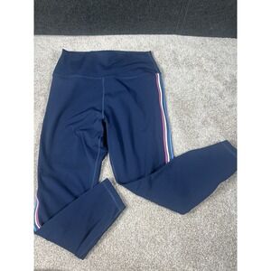 Spiritual Gangster Blue High Waist Leggings Rainbow Stripe Size Large